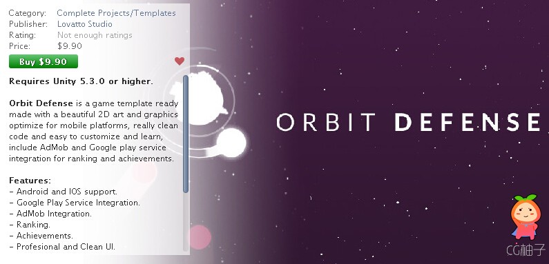 Orbit Defense Game Template 1.0 unity3d asset unity官网资源 unity3d下载