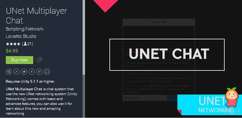 UNet Multiplayer Chat 1.1.2 unity3d asset U3D插件下载 unity3d下载