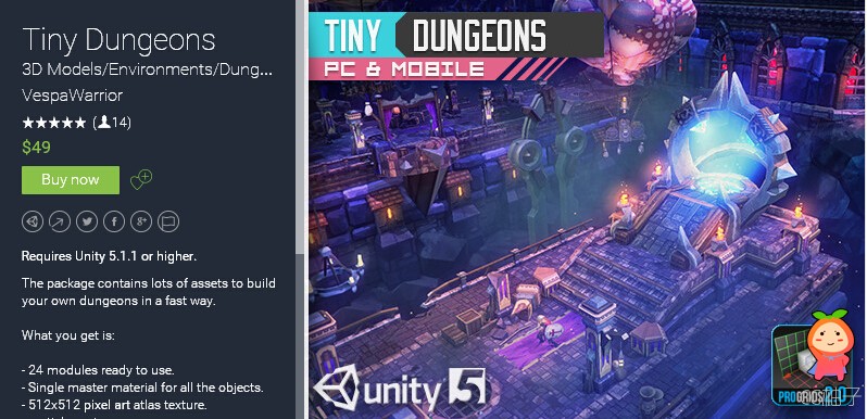 Tiny Dungeons 1.0 unity3d asset U3D模型下载 unity官网资源