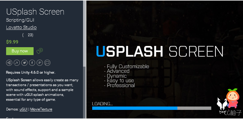 USplash Screen 1.5.7 unity3d asset U3D插件下载 unity论坛资源下载
