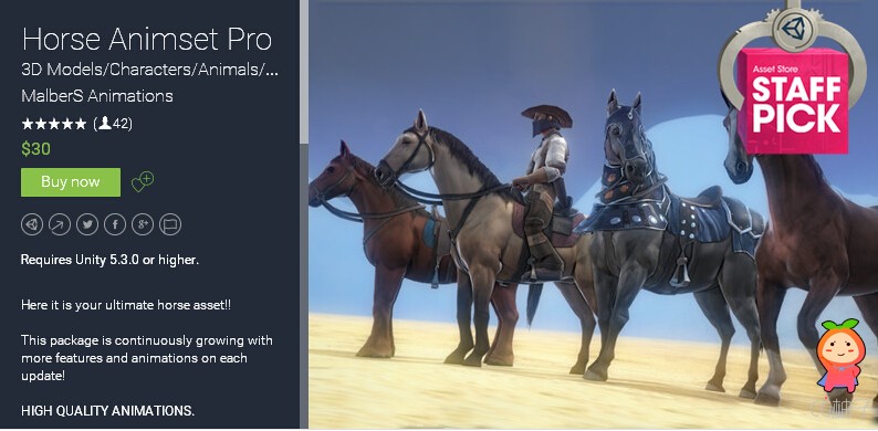 Horse Animset Pro 2.0a unity3d asset U3D模型下载 unity插件