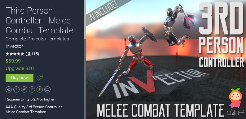 Third Person Controller - Melee Combat Template 1.3e unity3d asset U3D插件下载