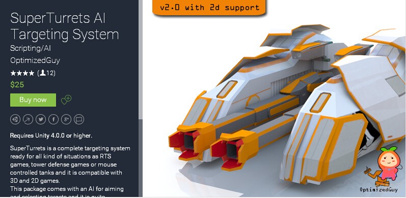 SuperTurrets AI Targeting System 2.0 unity3d asset U3D插件下载 unity3d下载