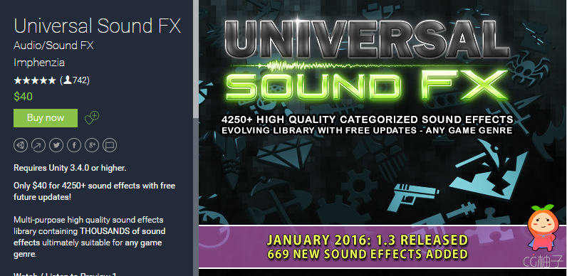 Universal Sound FX 1.3 unity3d asset unitypackage插件下载 unity官网