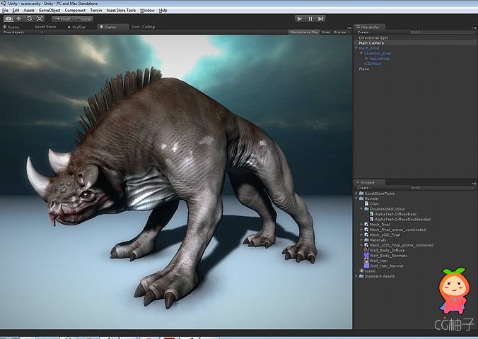 Requires Unity 3.5.2 or higher. This pack contains an animated 4-legged creature. There are 2 lod st ...