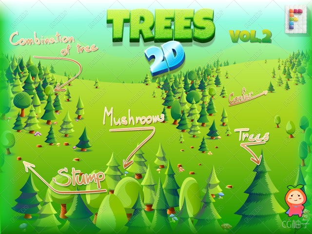 Trees 2D Vol. 2 1.0 unity3d asset unity3d论坛资源