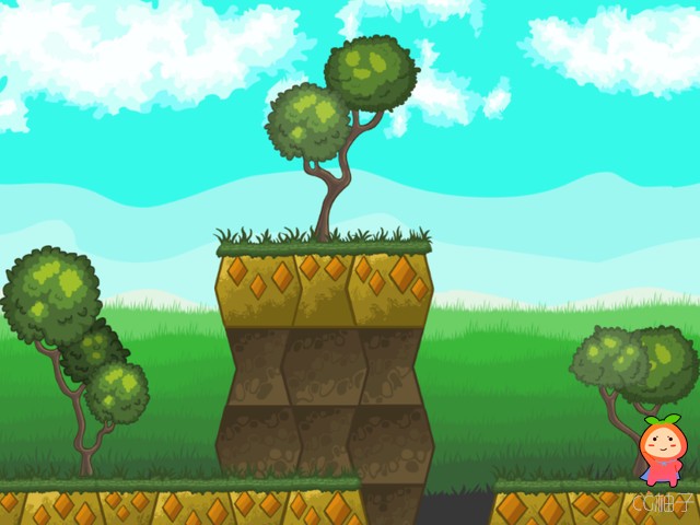 Tile Platformer (Terrestrial Platform with Grass and Trees) 1.0 unity3d asset U3D插件下载，unitypack ...