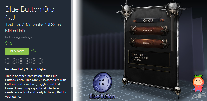 Blue Button Orc GUI 1.1 unity3d asset Unitypackage下载 U3D插件