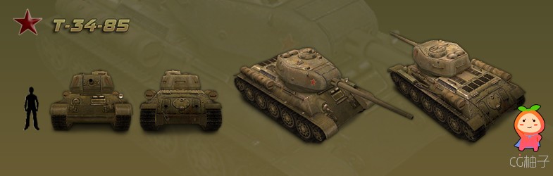 Tank T-34-85 1.1 unity3d asset U3D模型下载