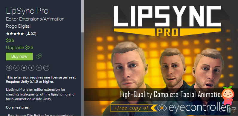 This extension requires one license per seat Requires Unity 5.1.0 or higher. LipSync Pro is an edito ...