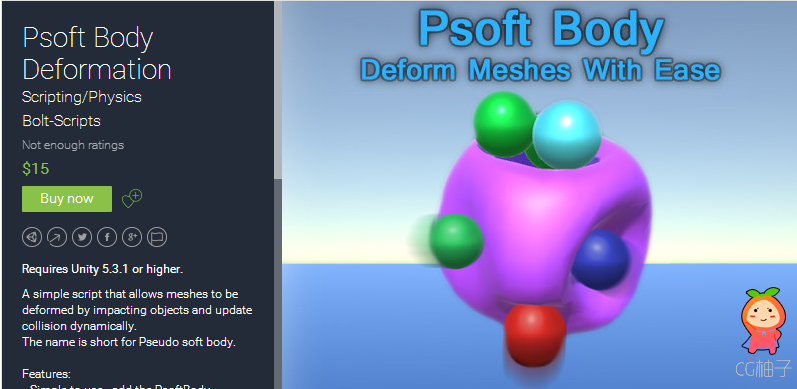 Requires Unity 5.3.1 or higher. A simple script that allows meshes to be deformed by impacting objec ...