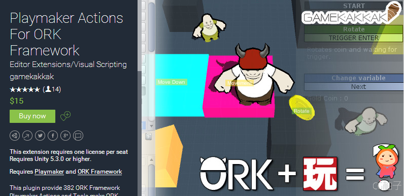 Playmaker Actions For ORK Framework 1.1.2 unity3d asset Unity3d编辑器下载