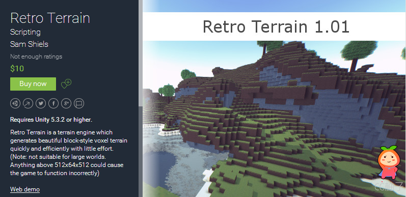 Retro Terrain 1.01 unity3d asset U3D插件下载，Unity3d官网资源
