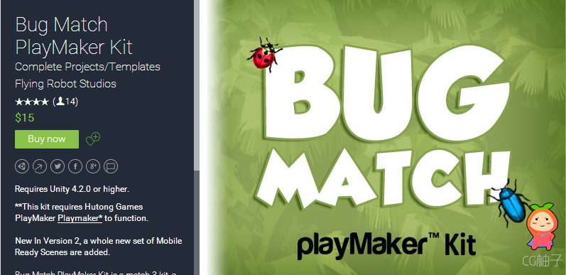 Bug Match PlayMaker Kit 2 unity3d asset U3D插件下载 Unity官网资源