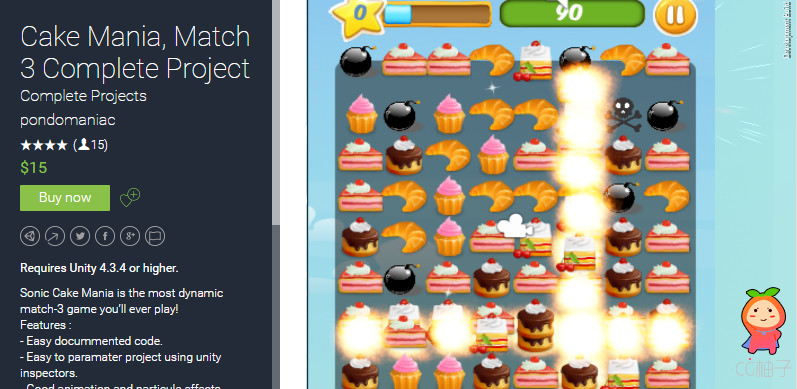 [完整项目] [u3d列表] Cake Mania, Match 3 Complete Project 1.0.1 (Mar 13, 2015)