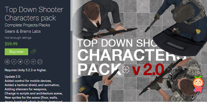 Top Down Shooter Characters pack 2.0 unity3d asset U3D插件下载 unitypackage