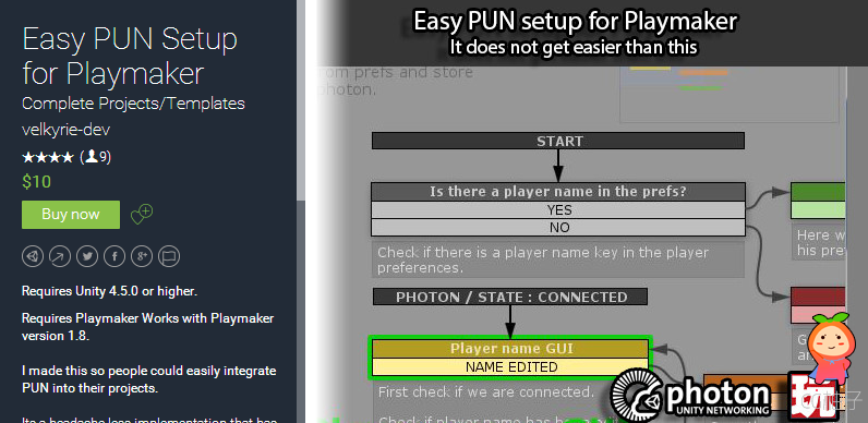 Easy PUN Setup for Playmaker 1.05 unity3d asset Unity3d下载 u3d官网