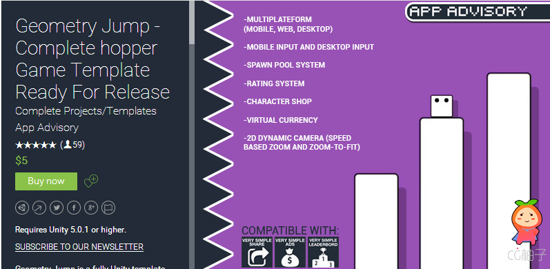 Requires Unity 5.0.1 or higher. SUBSCRIBE TO OUR NEWSLETTER   Geometry Jump is a fully Unity templat ...