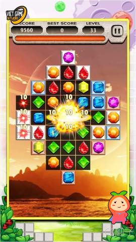 Jewels Star Match 3 Full 298 Levels 1.0 unity3d asset U3D插件下载 Unity3d