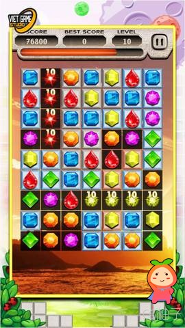 Jewels Star Match 3 Full 298 Levels 1.0 unity3d asset U3D插件下载 Unity3d