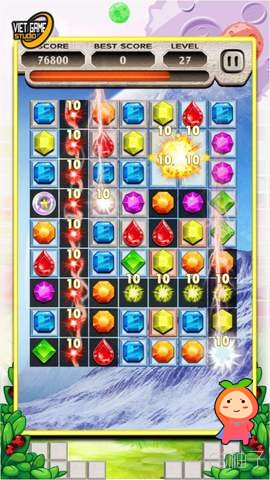 Jewels Star Match 3 Full 298 Levels 1.0 unity3d asset U3D插件下载 Unity3d