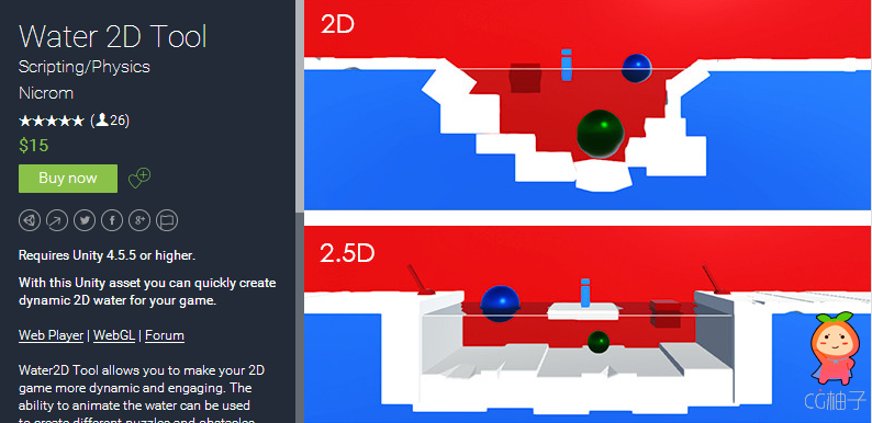 Requires Unity 4.5.5 or higher. With this Unity asset you can quickly create  dynamic 2D water for y ...