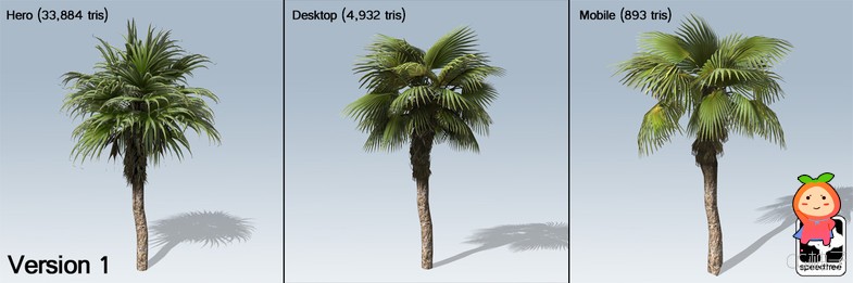 Chinese Fan Palm Package 1.0 unity3d asset U3D模型插件下载 unity3d下载