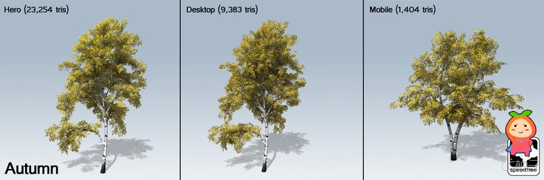 European White Birch Package 1.0 unity3d asset U3D模型插件下载 unity3d下载