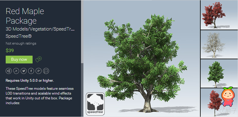 Requires Unity 5.0.0 or higher. These SpeedTree models feature seamless LOD transitions and scalable ...