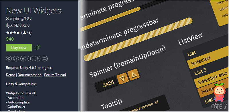 Requires Unity 4.6.1 or higher. Demo | Documentation | Forum Thread  Unity 5 Compatible  Widgets for ...