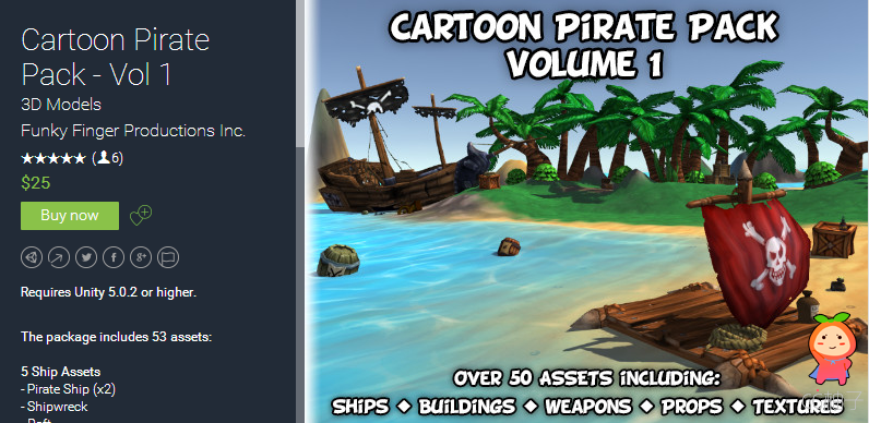 Cartoon Pirate Pack - Vol 1 1.0 unity3d asset U3D插件模型下载 Unity3d