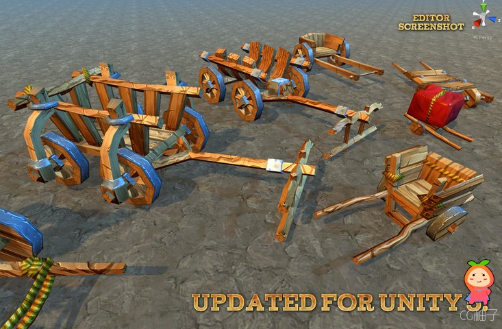 Medieval Low-Poly Carts 0.3 unity3d asset U3D插件模型下载 unity3d shader