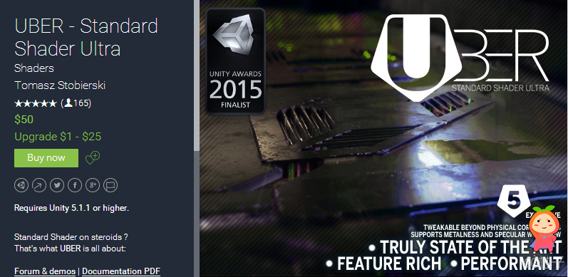 UBER - Standard Shader Ultra 1.1c unity3d asset Unity3d下载 U3D插件