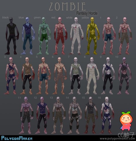 Animated Zombie Pack 1.2 unity3d asset U3D插件模型 Unity3d官网资源