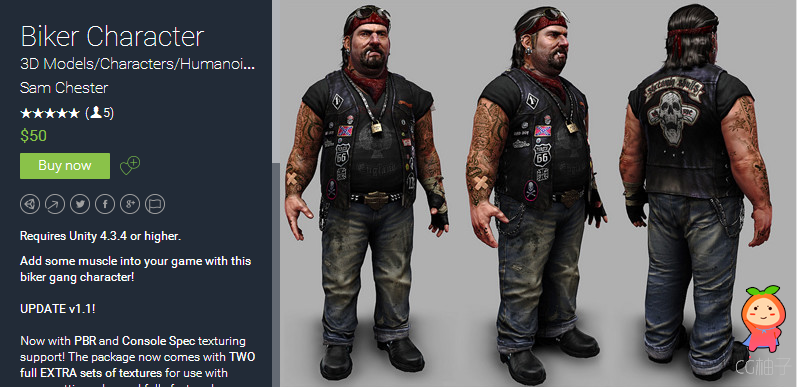 Biker Character 1.2 unity3d asset U3D插件模型下载 unity3dpackage下载