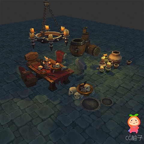 Dungeon Props Pack (100+ Objects) draft unity3d asset U3D模型下载