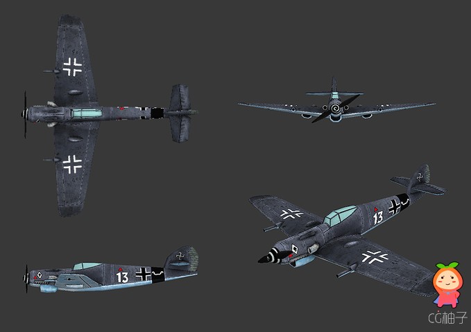 German Plane WWII 1.5 unity3d asset U3D插件模型下载 unity3d官网