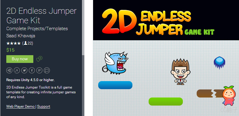 2D Endless Jumper Game Kit unity3d asset Unity3d下载 U3D插件资源