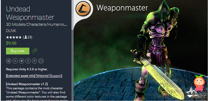 Undead Weaponmaster 1.2 unity3d asset u3D模型插件下载 unity3d资源