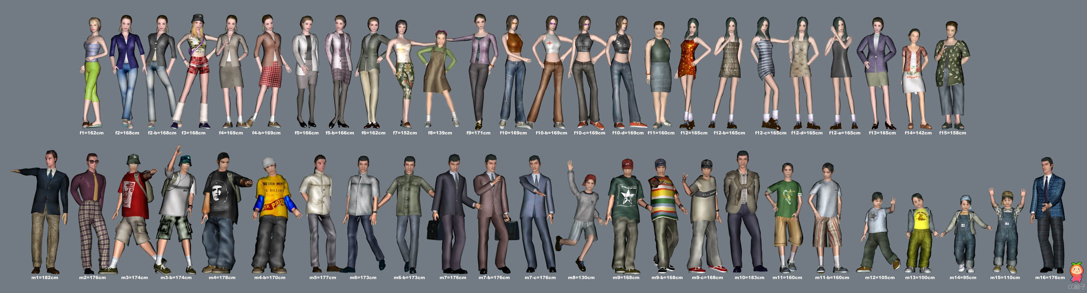 [免费人物模型] 现代人物3D模型 各种特色的3d角色模型下载