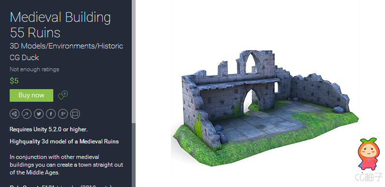 Medieval Building 55 Ruins 1.0 unity3d asset Unity3d模型资源 插件素材