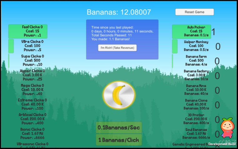 Incremental Idle Clicker Game - Banana Clicker unity3d asset unity3d官网资源