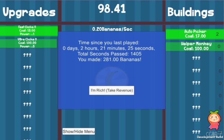 Incremental Idle Clicker Game - Banana Clicker unity3d asset unity3d官网资源