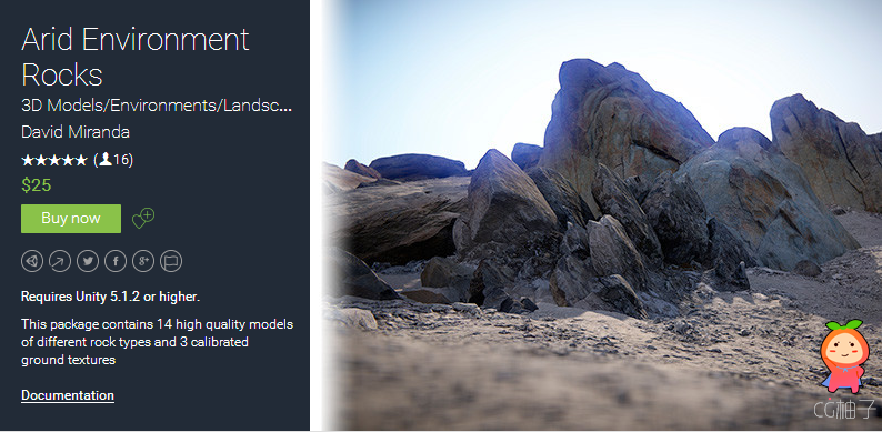 Requires Unity 5.1.2 or higher. This package contains 14 high quality models of different rock types ...