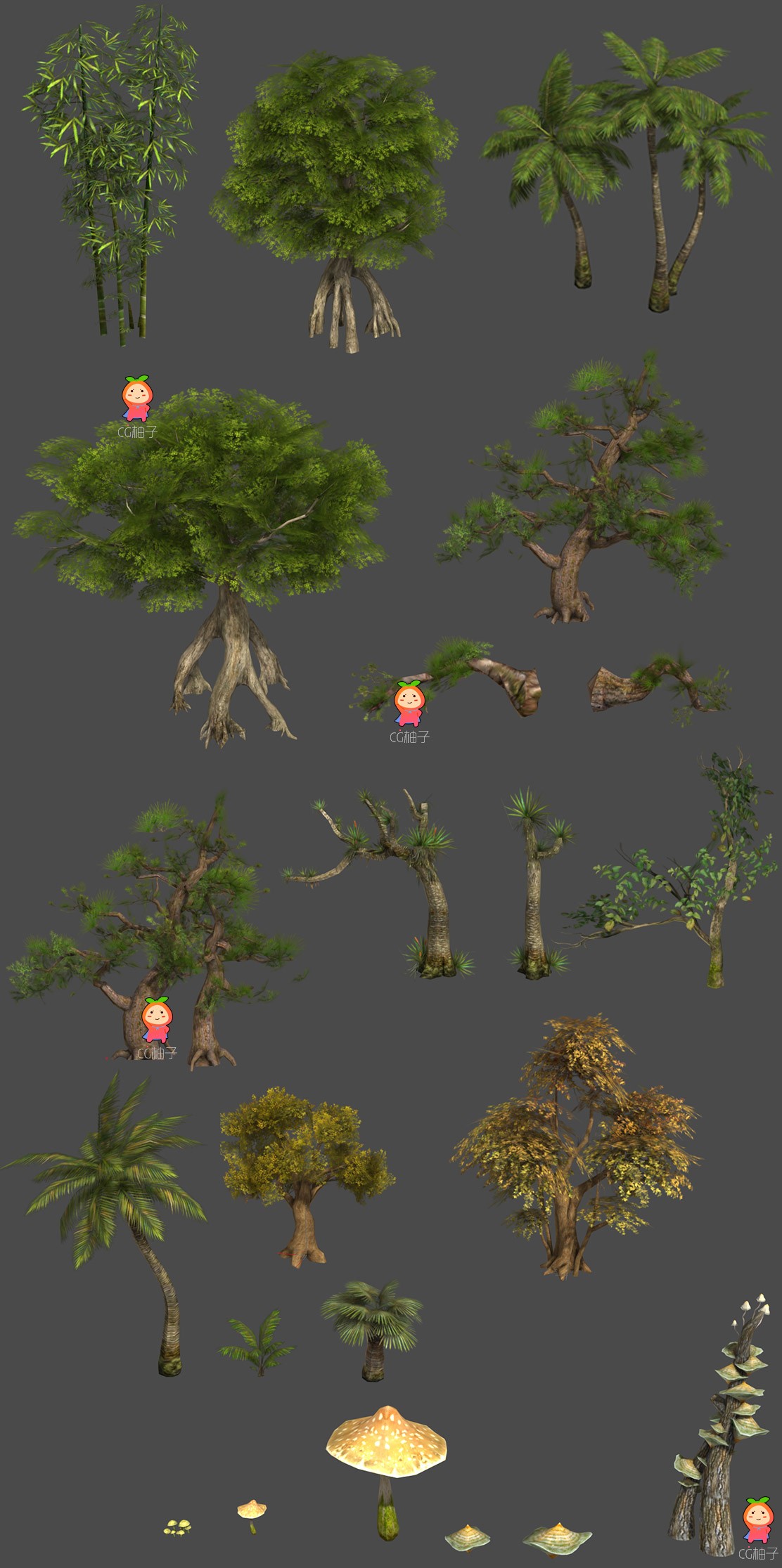 [植物] [上传模型] 《剑灵》所有的植物模型下载，树木，花草模型