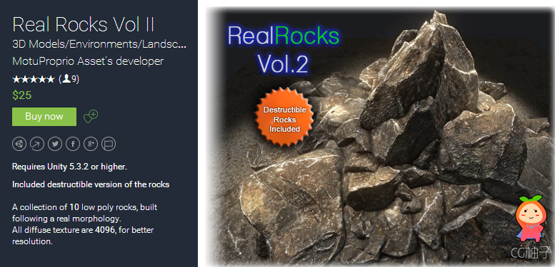 Real Rocks Vol II 1.2 unity3d asset unity3d官网资源 unitypackage插件