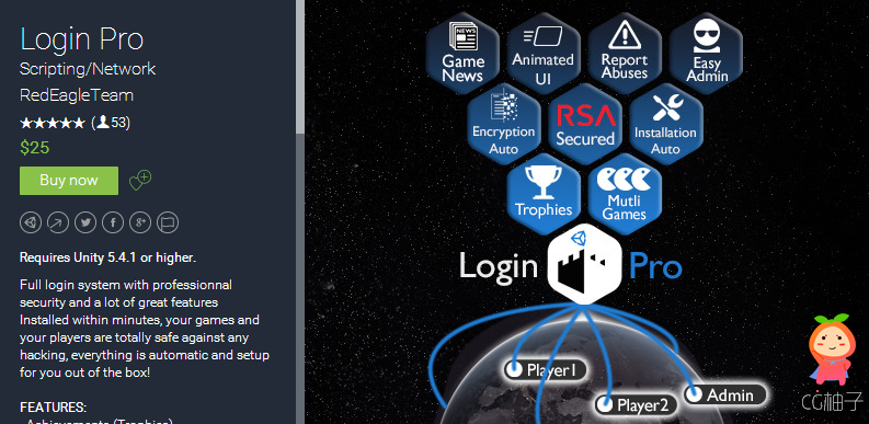 Requires Unity 5.4.1 or higher. Full login system with professionnal security and a lot of great fea ...