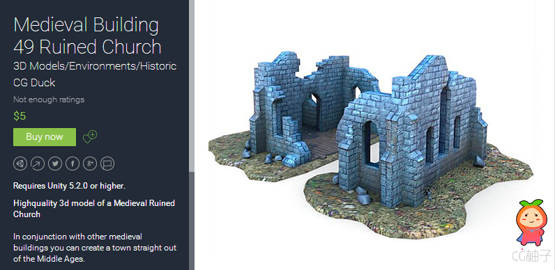 Requires Unity 5.2.0 or higher. Highquality 3d model of a Medieval Ruined Church  In conjunction wit ...