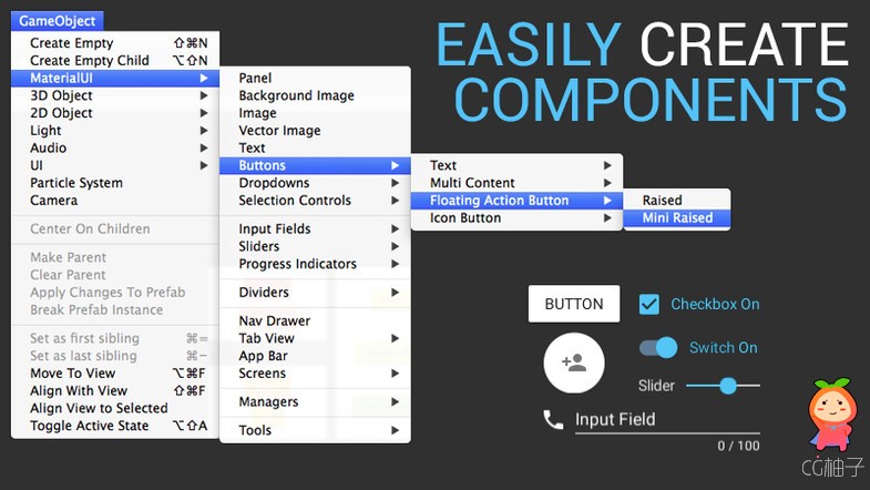 MaterialUI 1.1.6 unity3d asset unity3d编辑器下载 unity3d插件资源