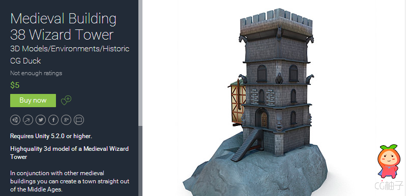 Requires Unity 5.2.0 or higher. Highquality 3d model of a Medieval Wizard Tower  In conjunction with ...